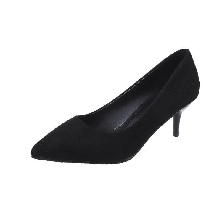 2021 Autumn New Simple Elegant High Heels Stiletto Womens Shoes Pointed Black Etiquette Professional Single Shoes Wedding Shoes
