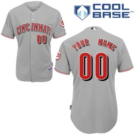 Reds Personalized Authentic Grey MLB Jersey