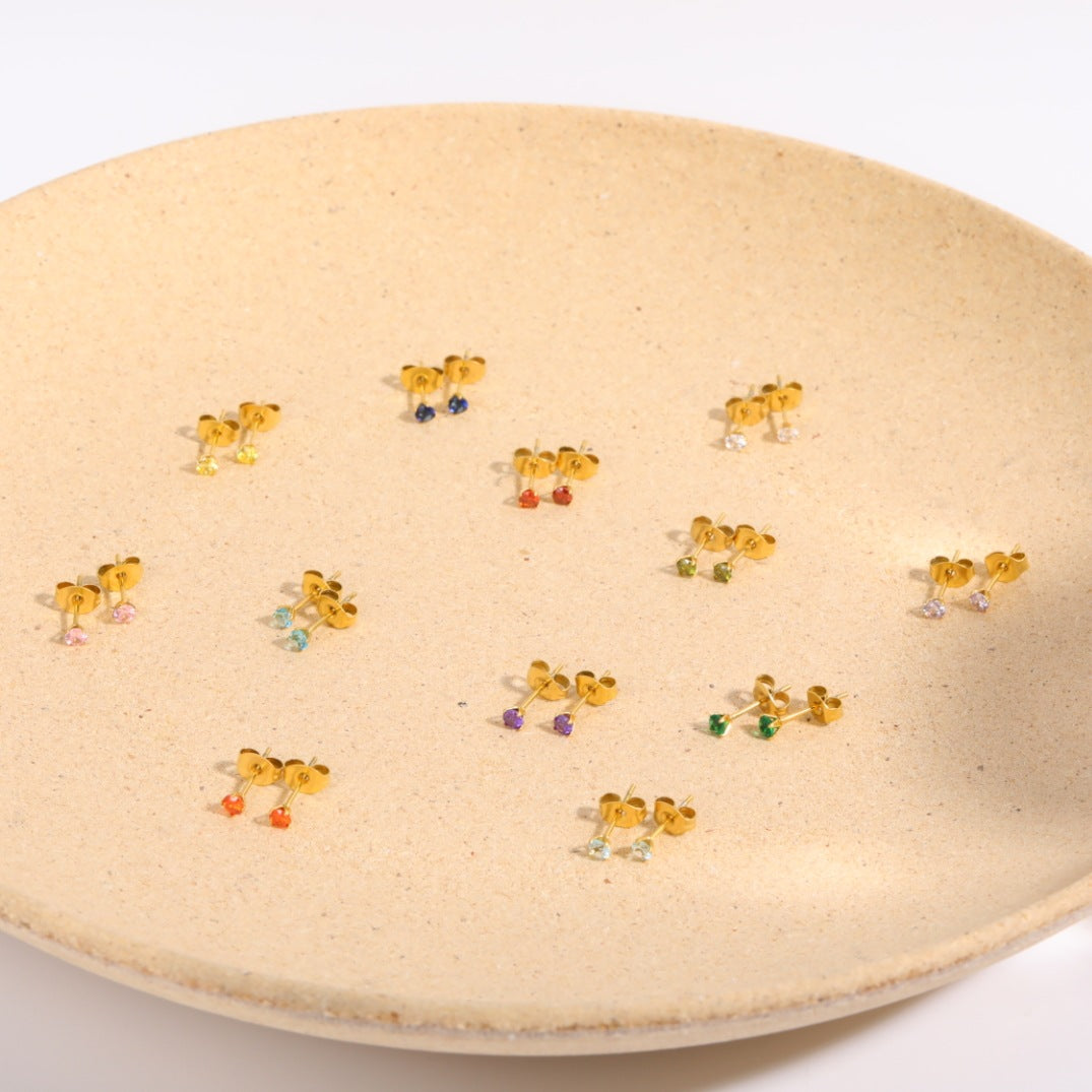 Round Geometric Titanium Steel Stud Earrings