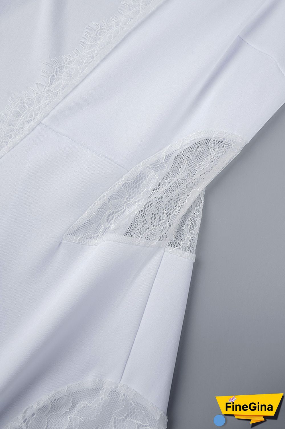 White Sexy Casual Solid Lace Patchwork V Neck Regular Jumpsuits