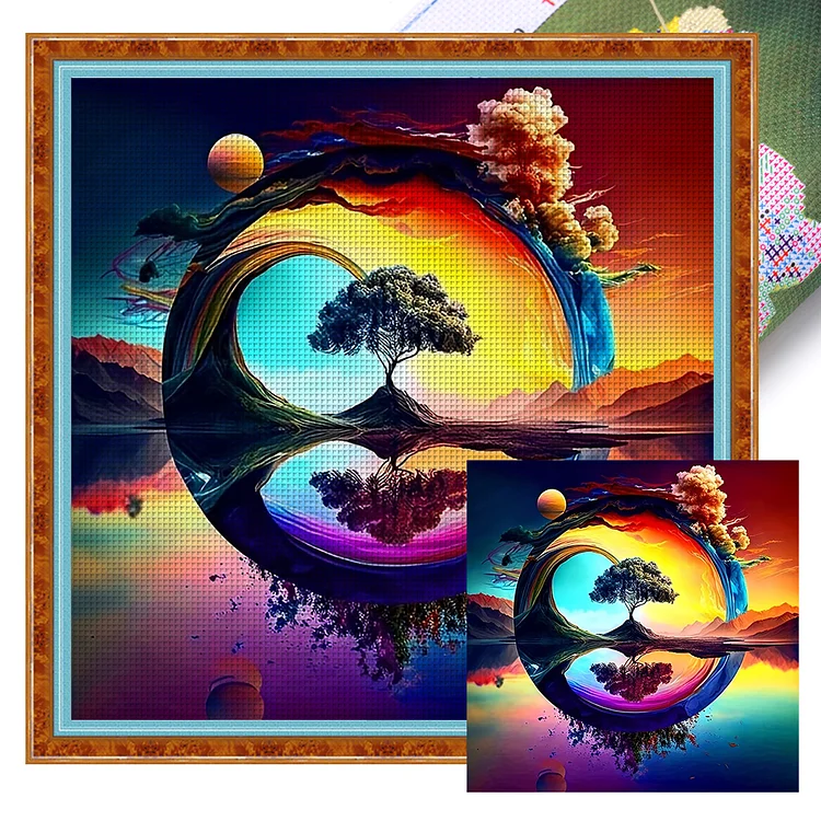 Reflection Landscape 11CT (40*40CM) Stamped Cross Stitch gbfke