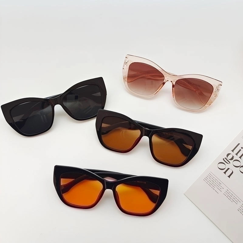 Vacation Solid Color Pc Resin Cat Eye Full Frame Women’s Sunglasses