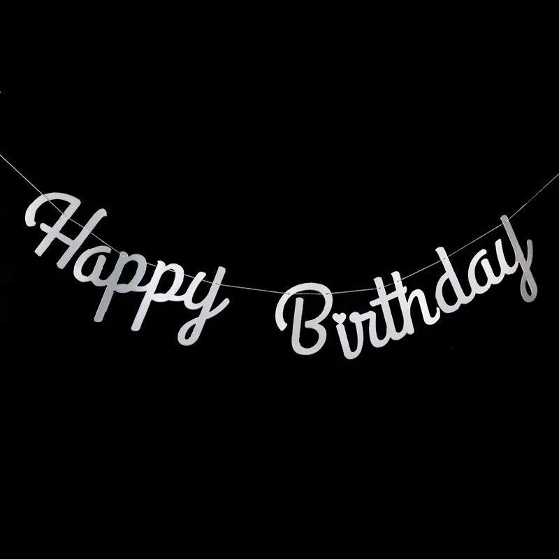 Happy Birthday Bunting Banner Gold Sliver Letters Happy Birthday Garlands String Baby Shower Boy Girl Birthday Party Decoration