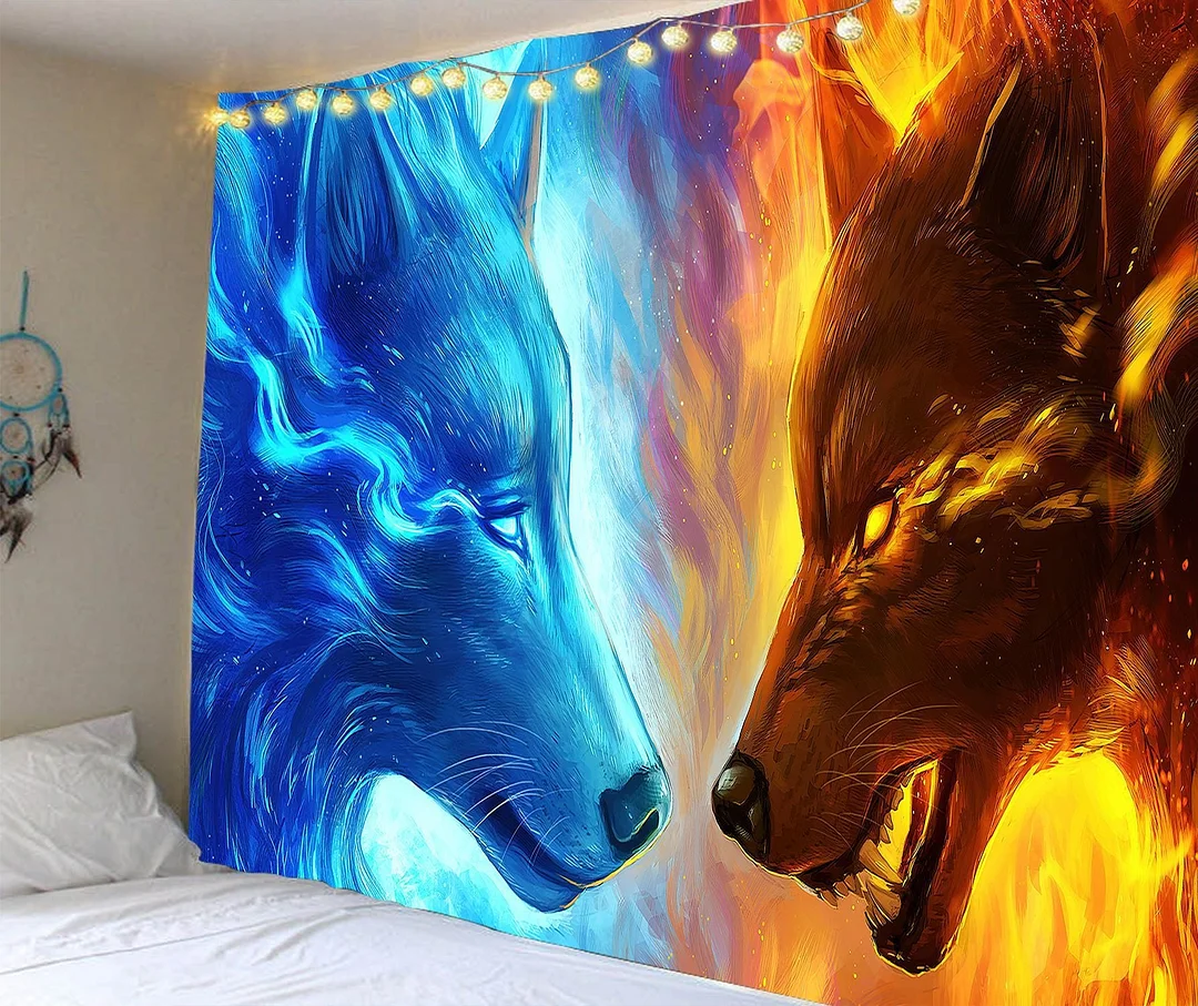 Wall Hanging Tapestry Livingroom Wall Cloth Lion King Wolf Background Cloth Tiger Wall Tapestry Aesthetic Animal Hanging Blanket