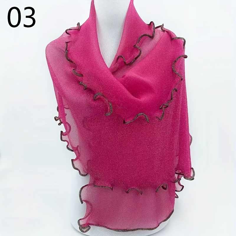 Elegant Thin Ruffle Scarf Lightweight Thin Breathable Shawl Travel Sunscreen Windproof Beach Towel