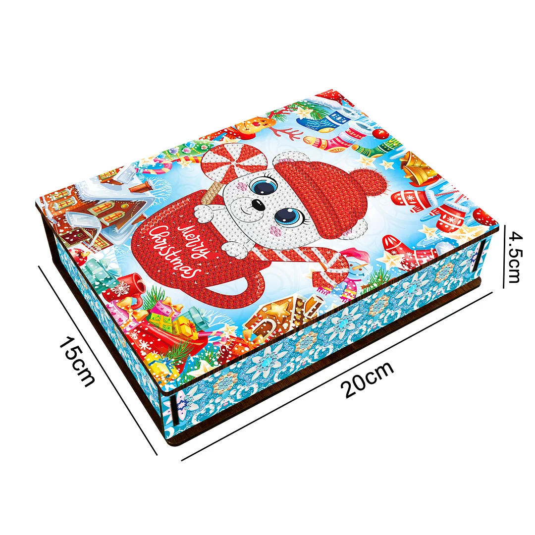 DIY Christmas Diamond Painting Jewelry Storage Box Wood Cartoon Diamond Painting Organizer Case Holder Mosaic Art Kit Handmade Gifts Craft