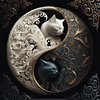 Diamond Painting-DIY Full Round Drill  Yin and Yang Cat