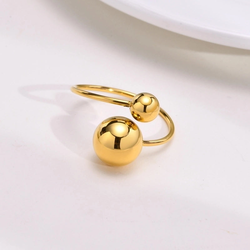 Rock Streetwear Cool Style Geometric Ball 304 Stainless Steel 18K Gold Plated Open Rings