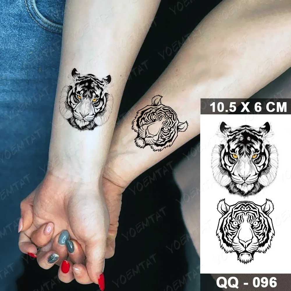 Waterproof Temporary Tattoo Sticker Tribal Tiger Flash Tatoo Geometric Lines Animal Wrist Fake Tatto For Body Art Women Men