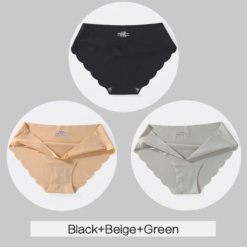 FINETOO Women Seamless Panties 3Pcs/set M-XL Low Waist Briefs Ladies Soft Underwear Sexy Wavy Edge Underpants Female Lingerie