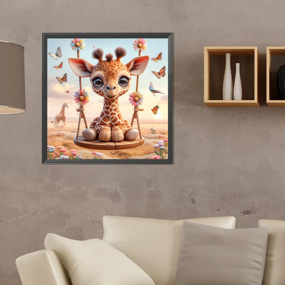 Diamond Painting - Full Round Drill - Swing Giraffe(Canvas|40*40cm)