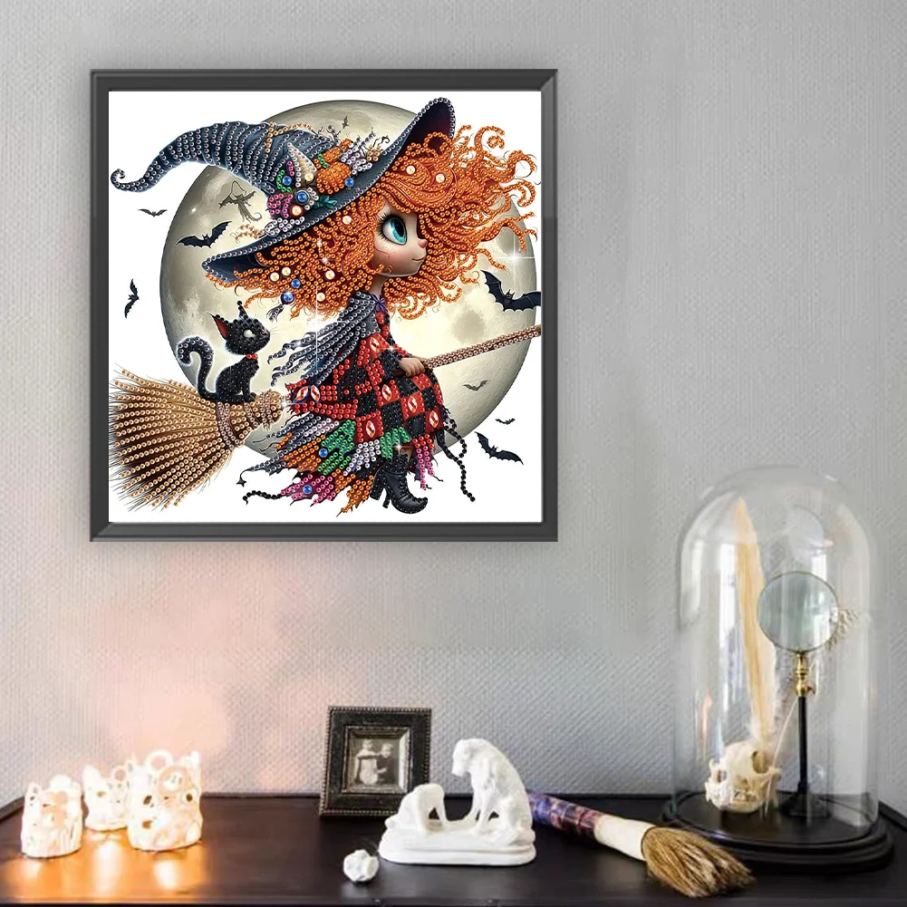 Diamond Painting - Partial Special Shaped Drill - Halloween Witch(Canvas|30*30cm)