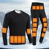30 Areas USB Electric Heated Underwear Long Johns Heating Jacket (Black XL)