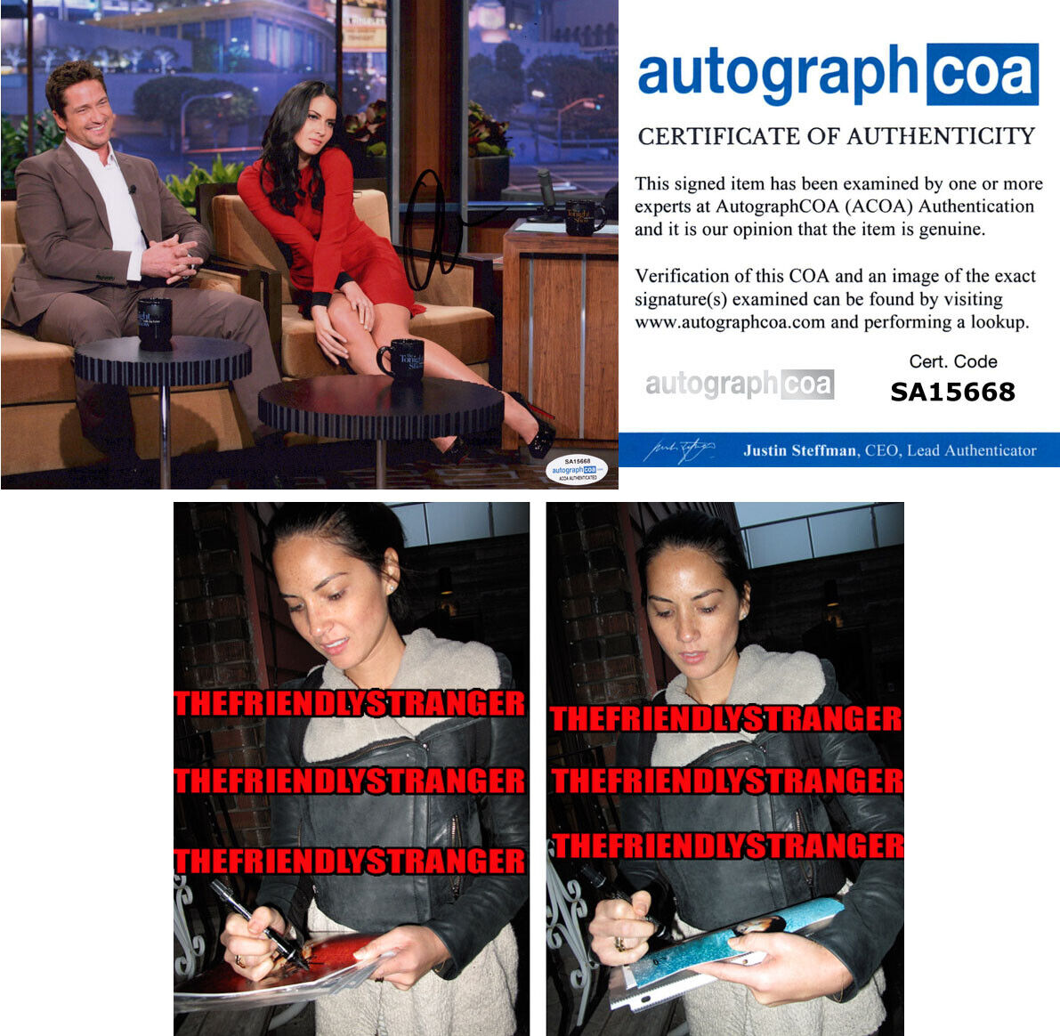 OLIVIA MUNN signed Autographed 8X10 Photo Poster painting e PROOF - SEXY LEGS Hot ACOA COA