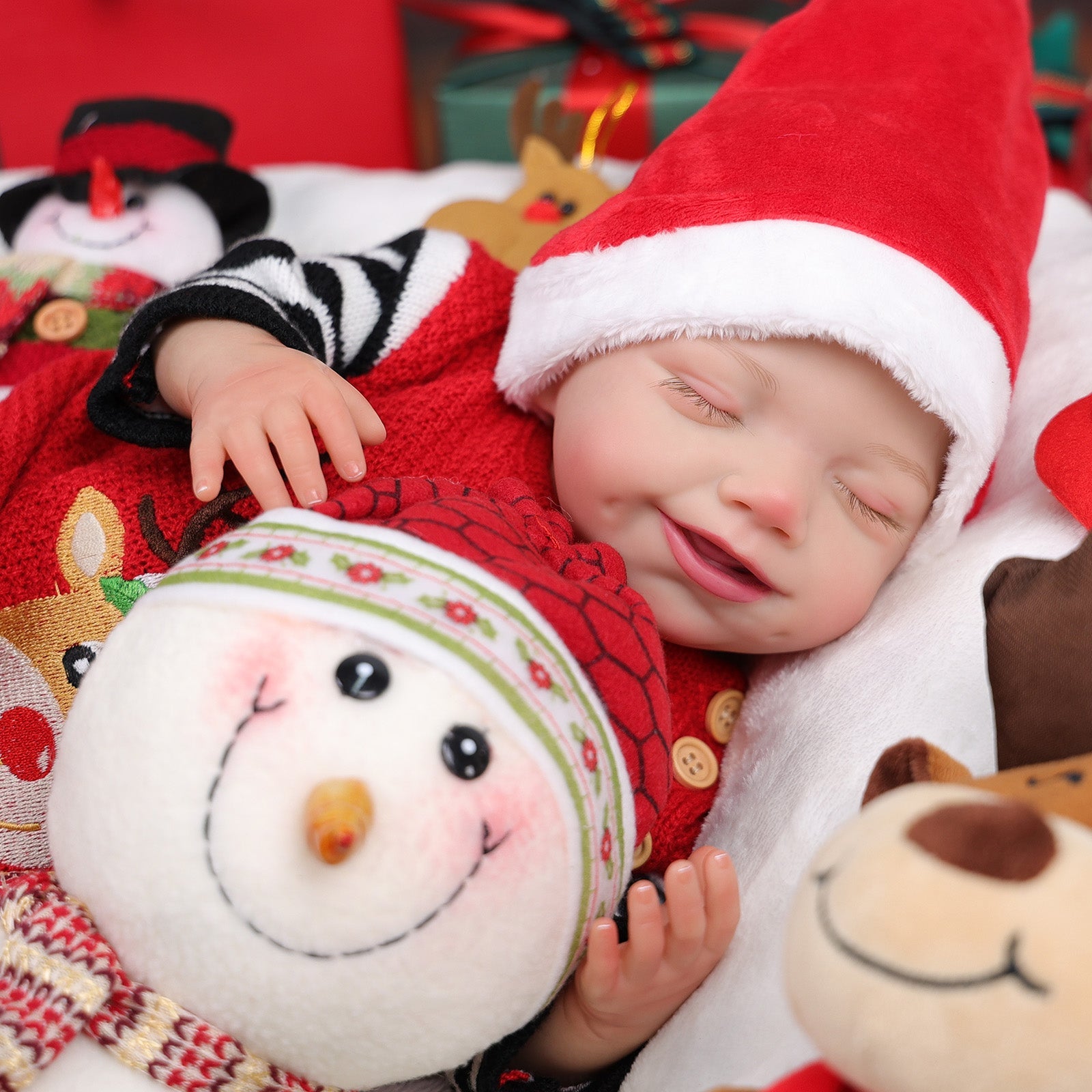 Babeside Christmas Smiling Reborn Baby Leen 20'' Little Infant Boy Best Gift for Kids Christmas Olivia-Cloth Body