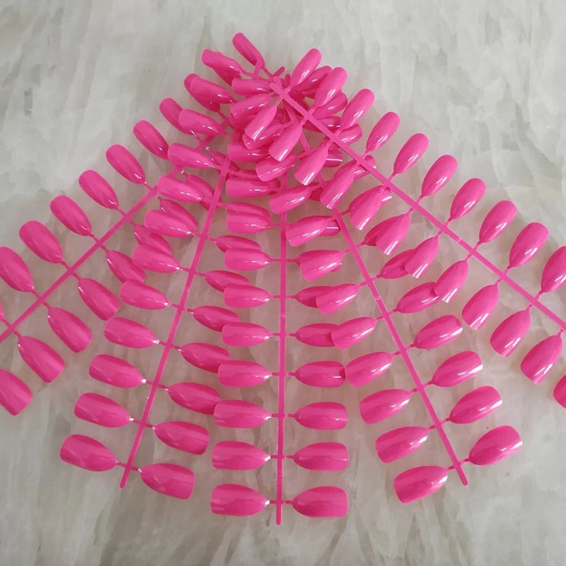 18 Colors Full Cover Stiletto Fake Nails Short Sharp Pointed False Nail Art Tips Acrylic Almond Nails Press On Nail Art Designs-Nail Inspo