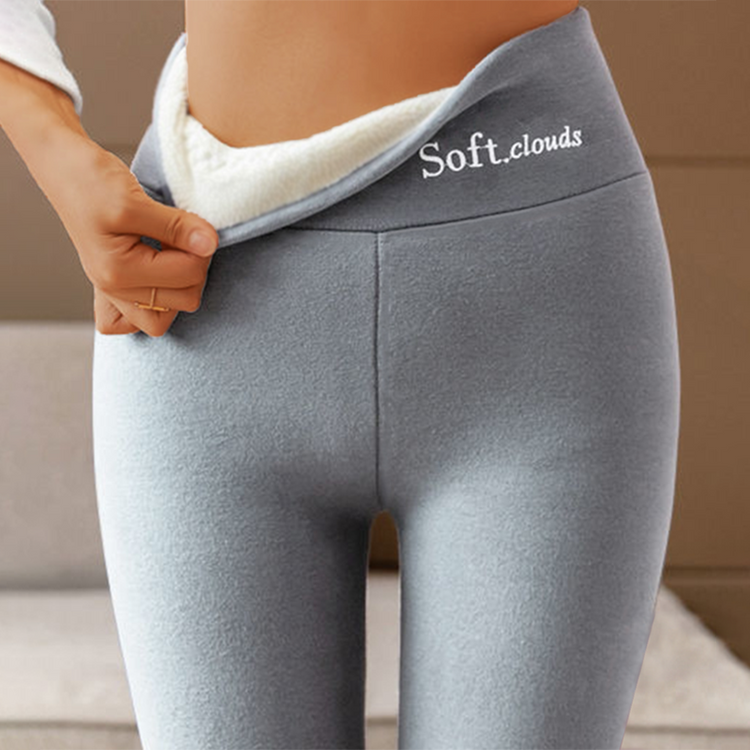 Soft.Clouds Leggings Solid Fleece High Waist Skinny Leggings