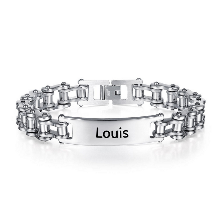 Pulseras de cadena de bordillo Pulseras de grabado personalizado Pulsera de hombre 1 nombre