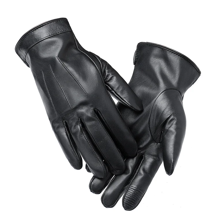Winter Windproof Warm Padded and Thickened Touch Screen Riding Men's Biker Sheepskin Gloves-8024