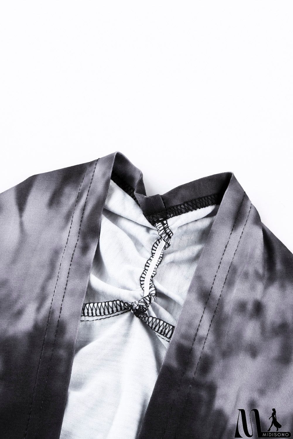 MidiSono - Black Gray Tie Dye Lightweight Cardigan