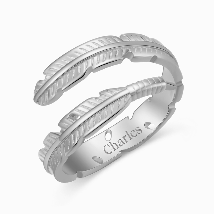 Personalized Feather Ring "Dad, You Walk Beside Me Everyday"