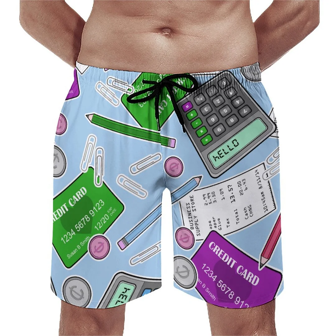 Accounting Accountant Themed Party Men's Swim Trunks Summer Board Shorts Quick Dry Beach Short with Pockets