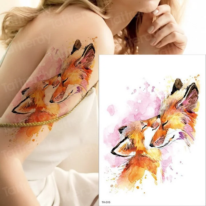 tattoo sleeve sticker watercolor animals temporary tattoos giraffe wolf tiger butterfly tatoo water color tattoo for girls body