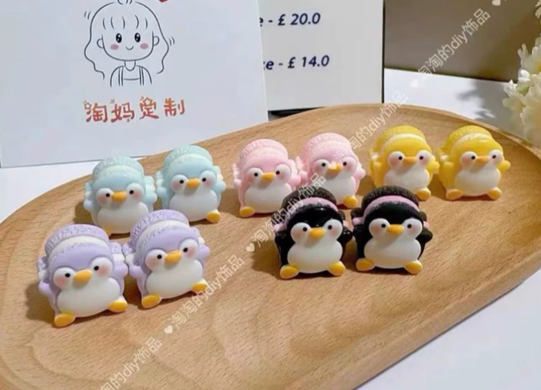 Mini Penguin Macaron Resin Charm
