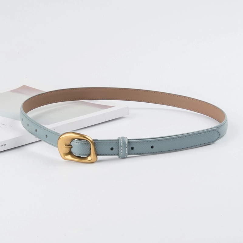 Minimalist Geometric Two-Layer Cowhide Alloy Women’s Leather Belts
