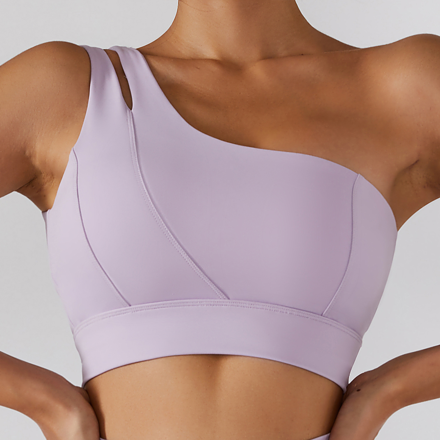 Oblique Single Shoulder Naked Feel Comfort Running Gym Fitness Sports Bra