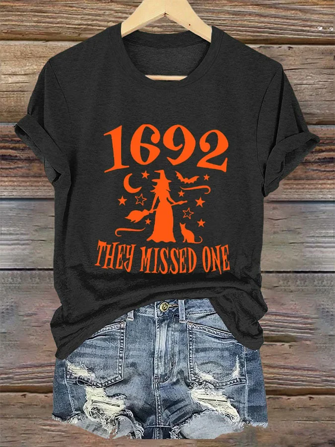 Women's 1692 They Missed One Salem Witch Halloween Casual Tee
