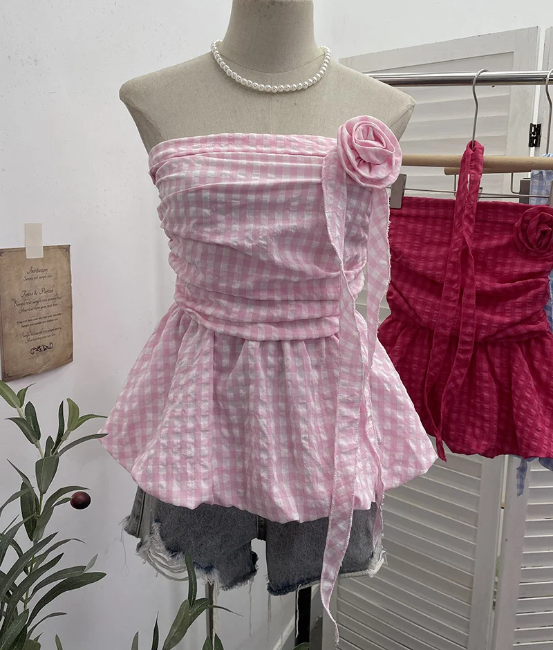 Nigikala Nigikala Lattice Tset Bra Sling Sling Vest Sleeveless T-Shirt Twive Tidal Twives Fluttering With Flower Top Woman 9232