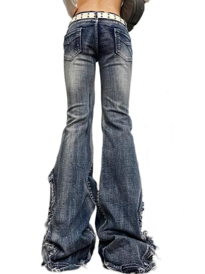 Uveng Raw Trim Splice Low Rise Flare Jeans