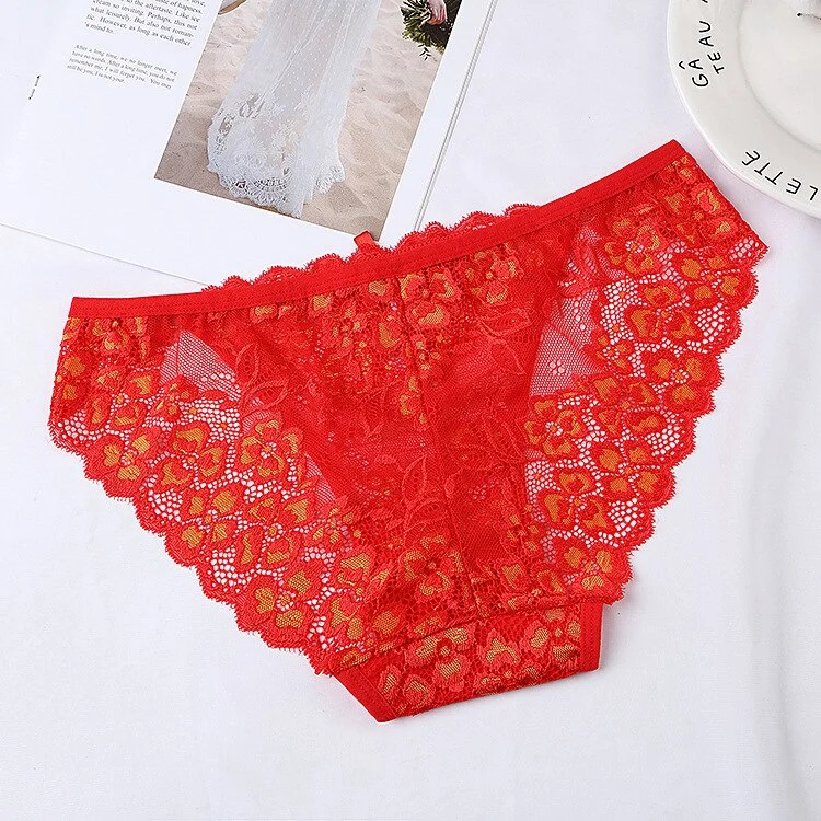 Ladies sexy lace panties, low-waist panties, floral embroidered panties, transparent T-back, thongs, lingerie underwear 2021 new