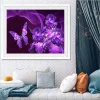 Purple Butterfly And Flower  | Full Round Diamond Painting Kits