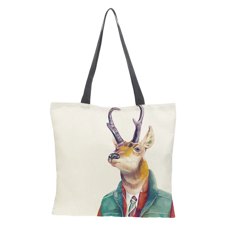 Linen Eco-friendly Tote Bag - Animal portraits