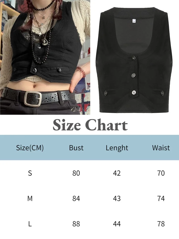 Jacuqeline Y2K Clothes Ruffle Tank Tops Women Button Racerback Fairy Grunge Vest Vintage Crop Tops Harajuku Gothic Preppy Corset