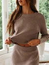 Knitted Cotton Split-Back Long Sleeves Sweater Dresses