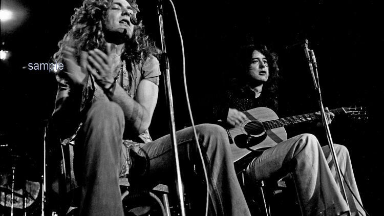 LED ZEPPELIN ACOUSTIC LIVE 8x10 Photo Poster painting Robert Plant & Jimmy Page GUITAR ??