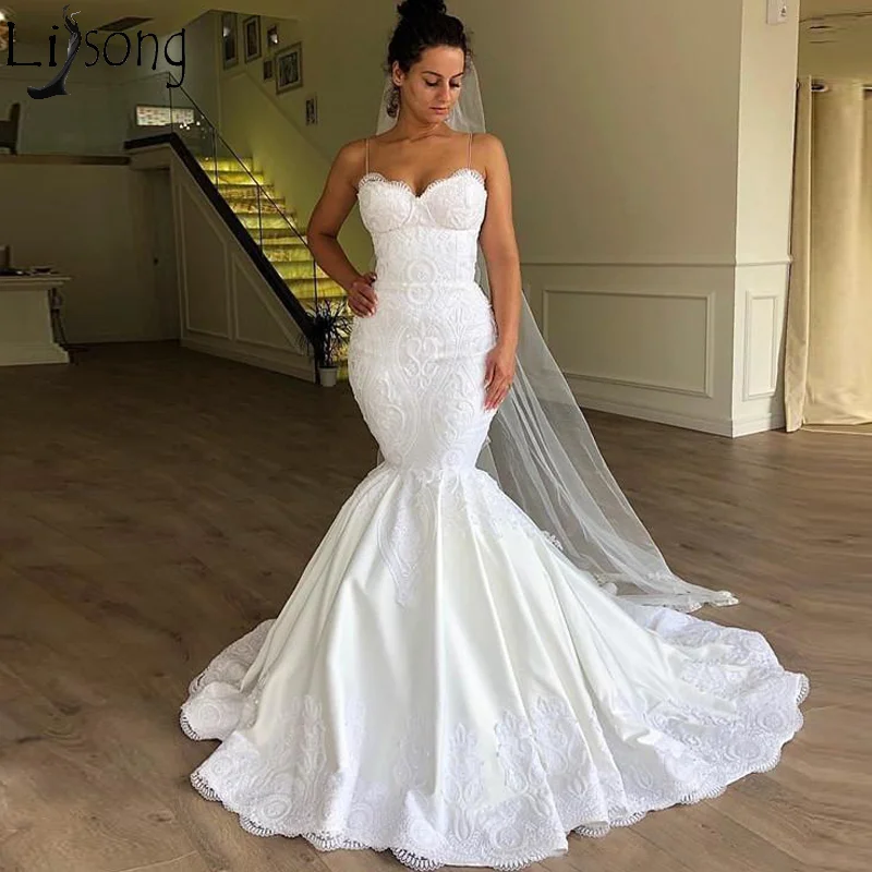 Vintage Mermaid Lace Wedding Dress  Discount Cheap Bridal Gowns with Lace Applique 