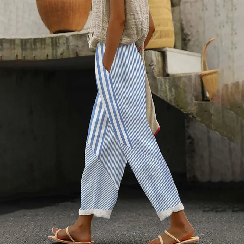 Comstylish Women's Loose Striped Casual Pants