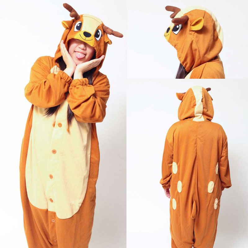 Animal Adult Deer Onesies Hoodie Kigurumi Costume pajamas-Pajamasbuy
