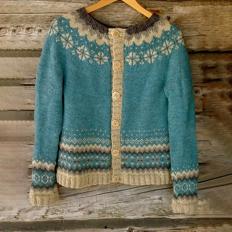 Vintage Tribal Geometry Jacquard Comfy Sweater