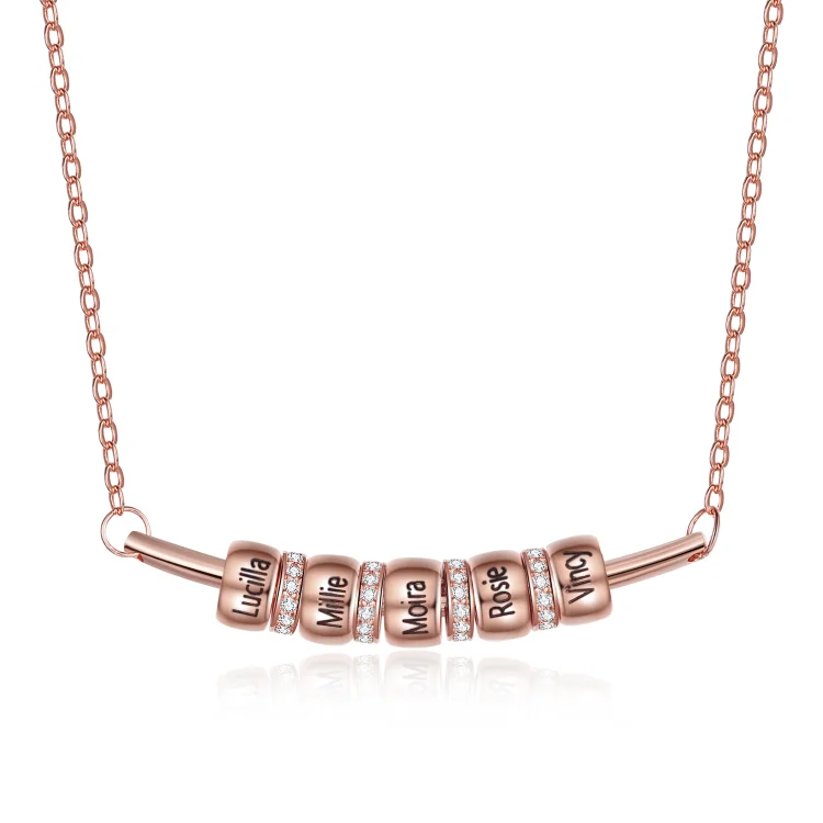 Smile Bar Halskette verziert mit 5 Namen vergoldeten Perle