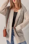 Women's Color Block Side Pockets Open Front Cardigan