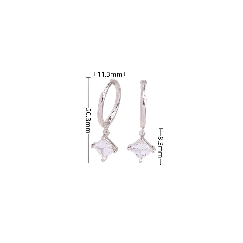 1 Pair 925 Sterling Silver Zircon Star Earrings