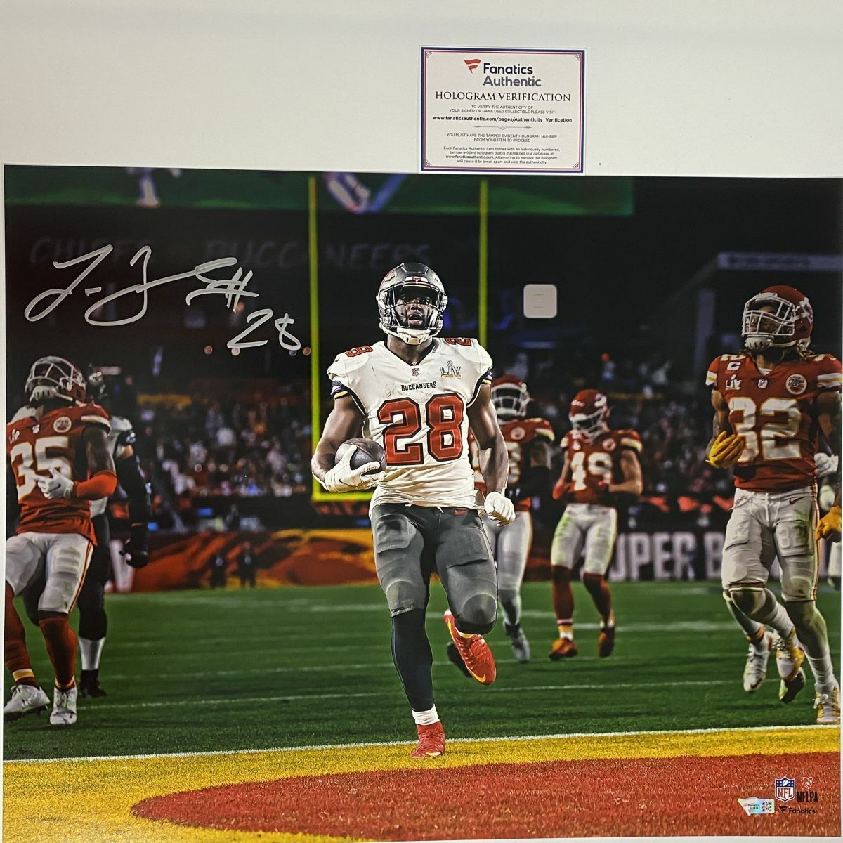 Autographed/Signed LEONARD FOURNETTE Tampa Buccaneers 16x20 Photo Poster painting Fanatics COA