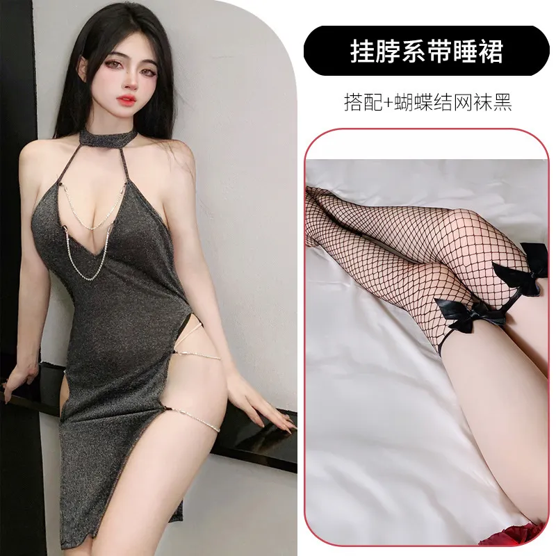 Churchf Night Vows Tiffic Lingerie Sexy Passion Student Suit Uniform Seduction Free From Pure Desire Silver Flaky Cheongsam Summer