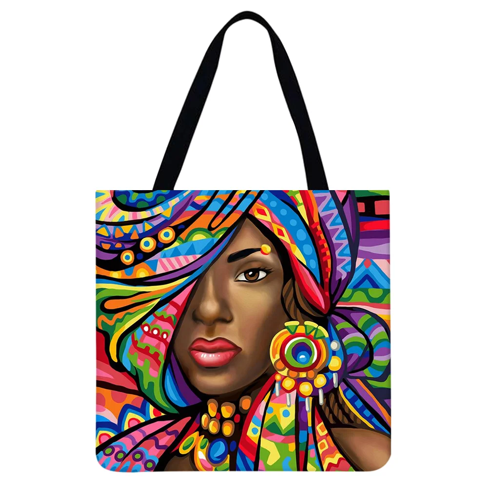 Linen Tote Bag - African Girl