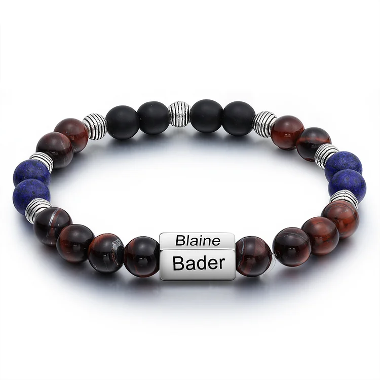 Personalized Round Beads Bracelet Custom Names Men's Bracelet Gifts For Him